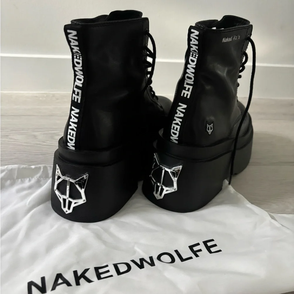 Naked Wolfe Black Platform Ankle Boots - Picture 8 of 15